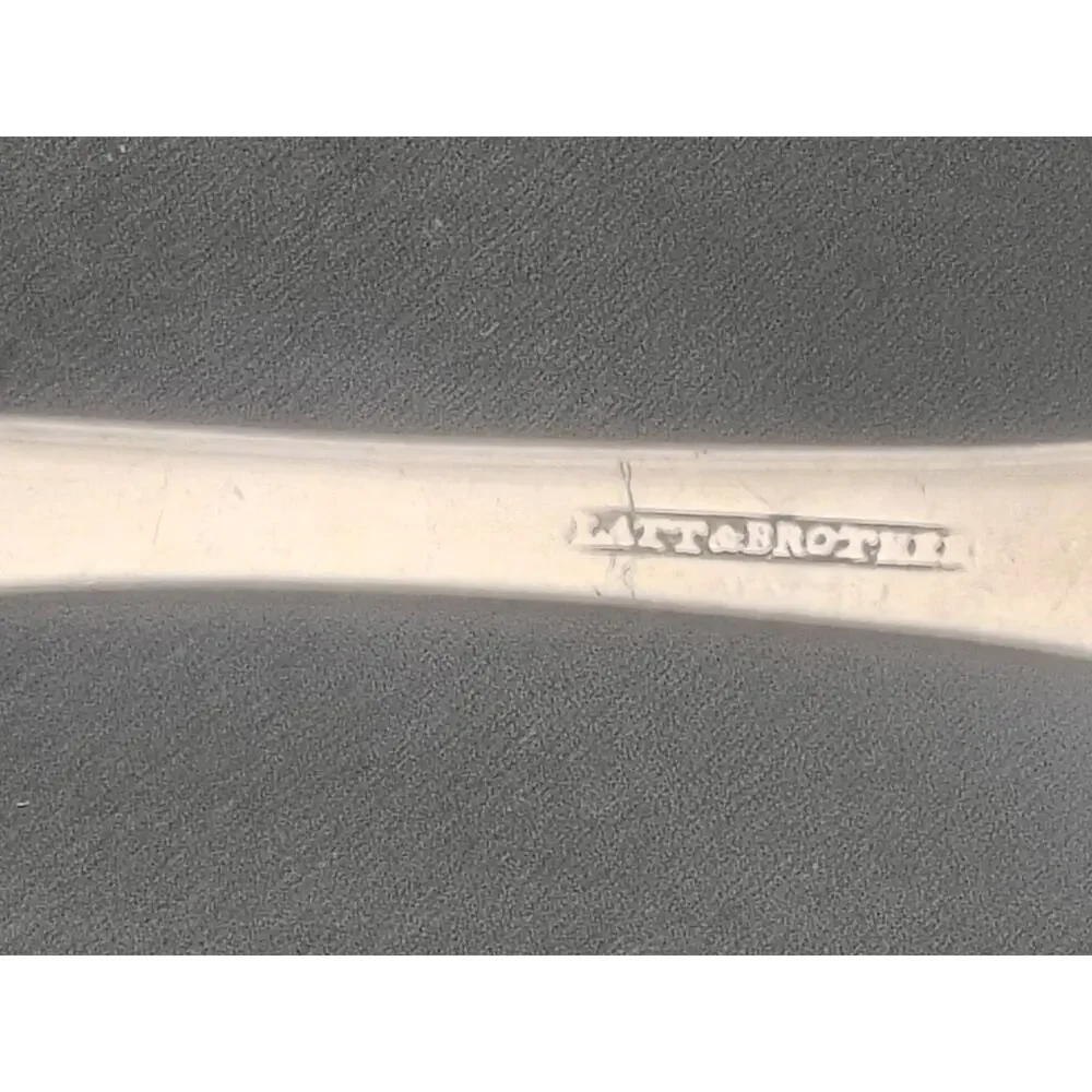 Antique Platt & Brother NY Coin Silver Tablespoons Pair 1850s Fiddle Pattern